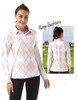 FKEEP Women Long Sleeve Golf Sport Top Athletic Activewear Pink Checked M New