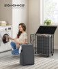 SONGMICS Laundry Hamper 130L Laundry Basket with Lid LCB313 - Black/Gray