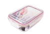 LEXIHOME LEXI HOME RECTANGLE 35 OZ. GLASS FOOD STORAGE CONTAINER RED LOCKING LID