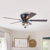 PARROT UNCLE F6386-PU RUSTIC LOW PROFILE CEILING FAN CHANDELIER LIGHT - BLACK