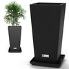 ELEVENS OUTDOOR LARGER FLOWER POTS TAPER GARDEN V-SHAPE TALL 28"（2 PACKS）BLACK