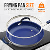 NUTRICHEF 14" FRY PAN WITH LID - EXTRA LARGE SKILLET NONSTICK - WHITE/BLUE New