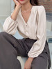 Women’s Casual Blouses V Neck Lantern Sleeve Blouse Work T Shirts ST1778 - M New