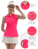 FKEEP Women's Sleeveless Polo Golf Tennis Shirt Tank V-Neck Collars Medium Neon New