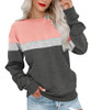 FKEEP WOMENS CREW NECK SWEATSHIRT H2280 PINK/DARK GRAY SIZE L New