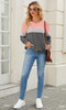 FKEEP WOMENS CREW NECK SWEATSHIRT H2280 PINK/DARK GRAY SIZE L New