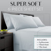 Danjor Linens CK Sheet Set w/ 4 Pillowcases - Microfiber Sheet - Ice Blue New
