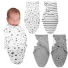 4 PCS Baby Swaddle Wrap Adjustable Cotton Preemie Swaddle Blanket Grey Stripe New