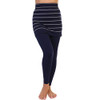 Angelina Cotton Comfort High Waisted Leggings with Mini Skirt Navy/Gray L/XL New