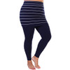 Angelina Cotton Comfort High Waisted Leggings with Mini Skirt Navy/Gray L/XL New