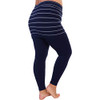 Angelina Cotton Comfort High Waisted Leggings with Mini Skirt Navy/Gray L/XL New