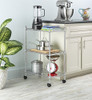 WHITMOR ROLLING 3 SHELF CART, CHROME Size: 3-TIER, 23" L x 13" W x 33" H