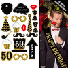 50th birthday decorations for men women - (76pack) black gold party Banner