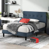 ZINUS OMKARAM UPHOLSTERED PLATFORM BED FRAME QUEEN - NAVY