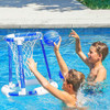 GOSPORTS SPLASH HOOP 360 FLOATING POOL BASKETBALL GAME, 2 BALLS,PUMP-BLUE