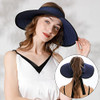 Livingston Sun Visors for Women UV Protection Roll Up Wide Brim Straw Hat BLUE New