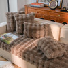 NEELVIN BROWN FAUX FUR SOFT DECORATIVE THROW PILLOW COVERS 16X16 - TAUPE