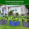 OLLE 17" TALL, 42" ROUND GARDEN BED GALVANIZED METAL RAISED GARDEN - COBALT BLUE