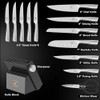 IMARKU KNIFE 14 PIECE KITCHEN BLOCK PREMIUM ONE PIECE SHARPENER - BLACK/SILVER