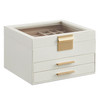 SONGMICS Jewelry Box Glass Lid 3-Layer Organizer 2 Drawers JBC239WT - WHITE/GOLD