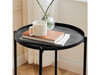 FANCIAL ROUND SIDE TABLE METAL SMALL BEDSIDE NIGHTSTAND - BLACK