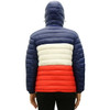 SPIRE MEN'S HEAVYWEIGHT QUILTED SHELL HOODED PUFFER JACKET - XL - NAVY/WHITE/RED New