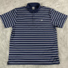 CALLAWAY SHIRT MEN'S NAVY BLUE WHITE STRIPED SHORT SLEEVE GOLF POLO - L - NAVY New