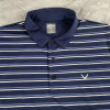 CALLAWAY SHIRT MEN'S NAVY BLUE WHITE STRIPED SHORT SLEEVE GOLF POLO - L - NAVY New