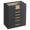 SONGMICS Jewelry Box with Glass Lid, 6-Layer Jewelry Organizer, 5 Drawers New