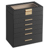SONGMICS Jewelry Box with Glass Lid, 6-Layer Jewelry Organizer, 5 Drawers New