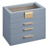 SONGMICS JEWELRY BOX, 4-LAYER JEWELRY ORGANIZER, 3 DRAWERS, UJBC161Q01 - BLUE