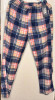 YUNA PAJAMA PANTS WOMENS MULTI PLAID SUPER SOFT ELASTIC WAIST - M/L - BLUE/PINK