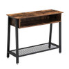 VASAGLE INDUSTRIAL SOFA TABLE, CONSOLE MESH RACK, LNT93X - RUSTIC BROWN