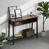 VASAGLE INDUSTRIAL SOFA TABLE, CONSOLE MESH RACK, LNT93X - RUSTIC BROWN