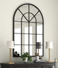 NXHOME ARCHED WINDOW FINISHED METAL MIRROR 32×45" WINDOWPANE DECORATION - BLACK