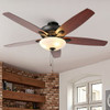 PARROT UNCLE 52" 5-BLADE FAN OIL RUBBED BRONZE WALNUT/DARK CHERRY BLADES