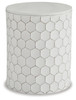 SIGNATURE DESIGN BY ASHLEY POLLY GEOMETRIC HONEYCOMB STOOL OR TABLE - WHITE