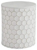SIGNATURE DESIGN BY ASHLEY POLLY GEOMETRIC HONEYCOMB STOOL OR TABLE - WHITE