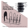 CUISINEL HEAVY DUTY PAN AND POT ORGANIZER - 5 TIER RACK - 15 INCH - RED - RED