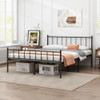 DIIYIV QUEEN BED FRAME CLASSIC METAL PLATFORM MATTRESS S86-Q - BLACK
