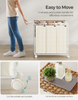 SONGMICS 130L 26X 13X 25.6 LAUNDRY HAMPER WHEELS - NATURAL BEIGE / CREAM WHITE