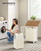 SONGMICS 130L 26X 13X 25.6 LAUNDRY HAMPER WHEELS - NATURAL BEIGE / CREAM WHITE