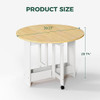 KASSHOM ROUND DROP-LEAF FOLDING DINING TABLE, HKLD03A1A01 - OAK