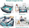 PAMO BABE PORTABLE CRIB FOR , PORTABLE PLAYPEN WITH DETACHABLE BASSINET - BLUE