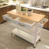 LOVTIMBER MOBILE KITCHEN CART, KITCHEN ISLAND ON WHEELS WITH 2 DRAWERS - WHITE
