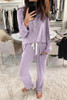 AAMIKAST WOMEN'S PAJAMA SETS LONG SLEEVE BUTTON DOWN NIGHTWEAR LAKE PURPLE M New