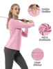 FKEEP WOMEN'S TENNIS GOLF SHIRT LONG SLEEVED TOP SPORT ATHLETIC CORAL PINK M New