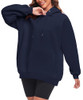 FKEEP OVERSIZE HOODIES WOMEN FLEECE CREWNECK, NAVY BLUE, SIZE: WOMEN S New