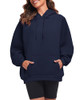 FKEEP OVERSIZE HOODIES WOMEN FLEECE CREWNECK, NAVY BLUE, SIZE: WOMEN S New