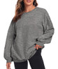 Fkeep Oversized Sweatshirt Women Crew Neck Fleece Casual Long Sleeve Dark Grey New